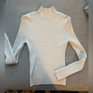 Zara Cream Ribbed Mock Neck Sweater